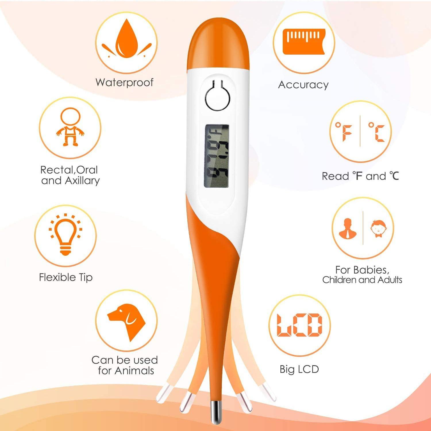 Thermometer for Adults and Kids, Digital Oral Thermometer with 10